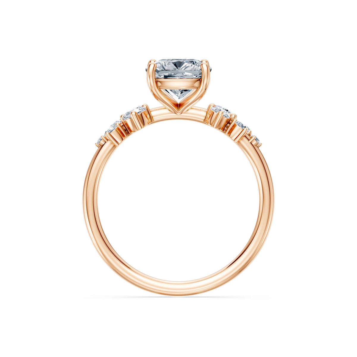 Inel de Logodnă din Aur cu Diamant Central Cushion și Diamante Laterale 2,36 CT