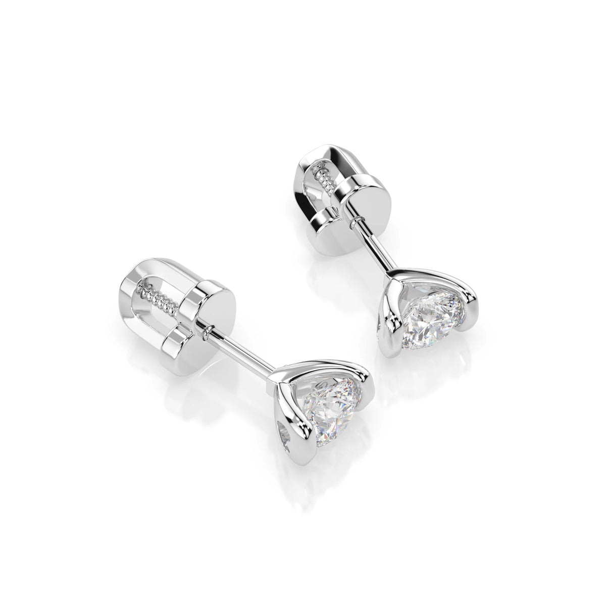 Cercei din Aur cu Diamante, Forma Rotund Briliant, 0,40 CT