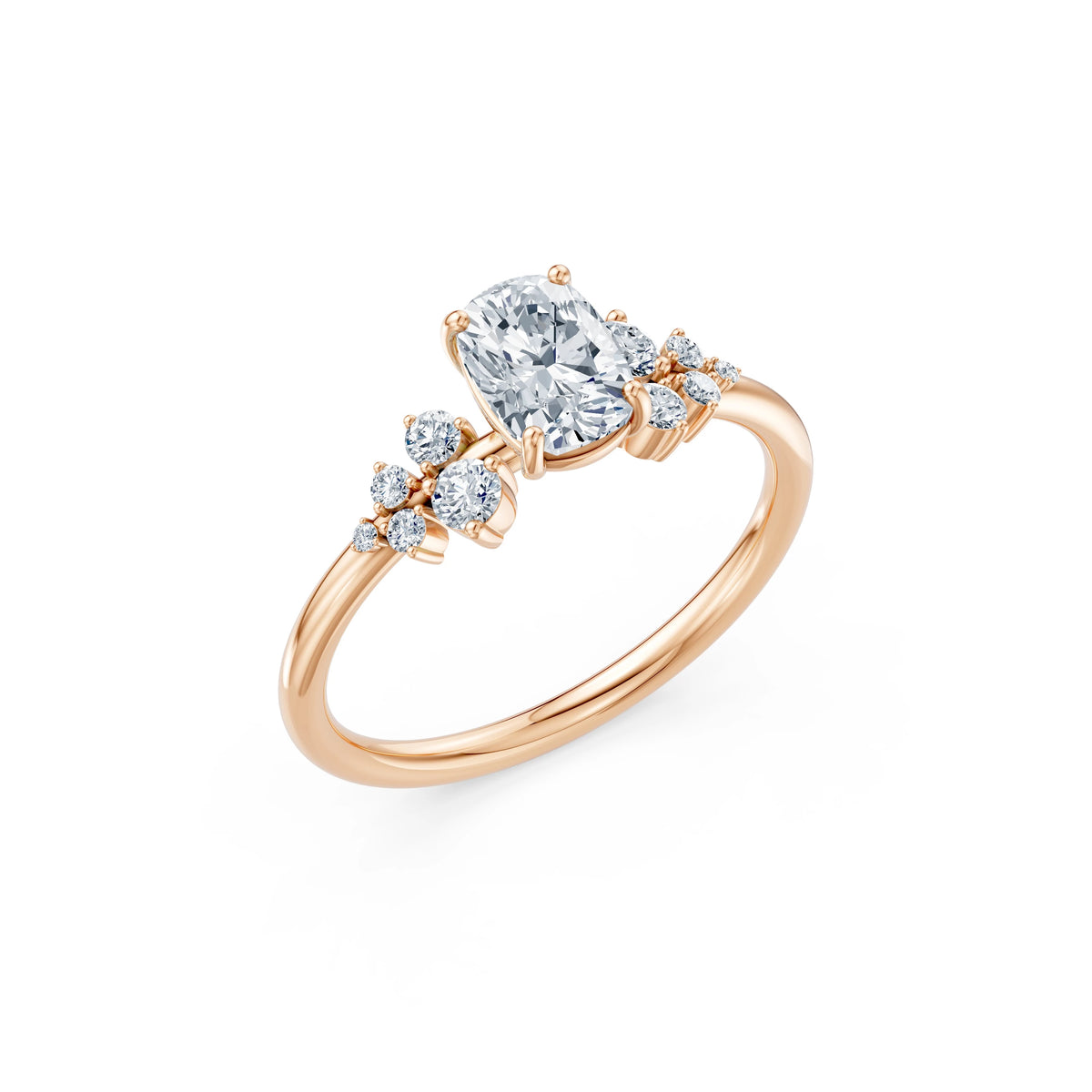 Inel de Logodnă din Aur cu Diamant Central Cushion și Diamante Laterale 1,25 CT