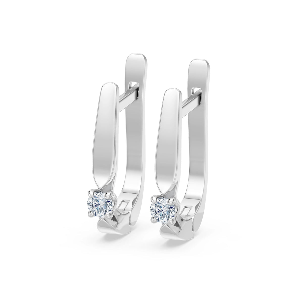 Cercei din Aur cu Diamante, Forma Rotund Briliant, 0,15 CT