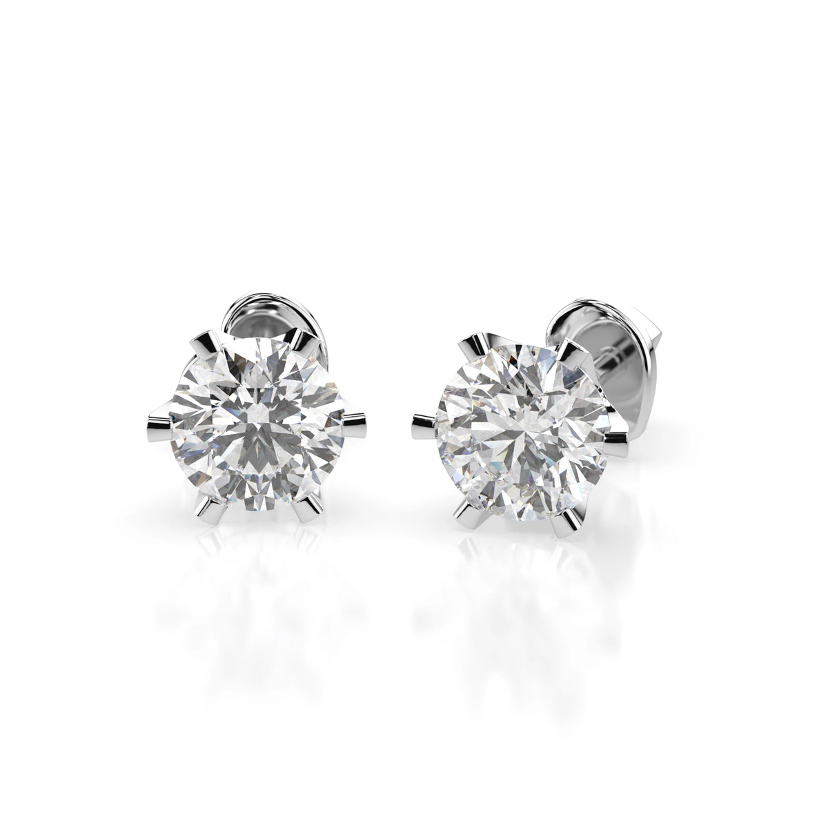 Cercei din Aur cu Diamante, Forma Rotund Briliant, 0,90 CT