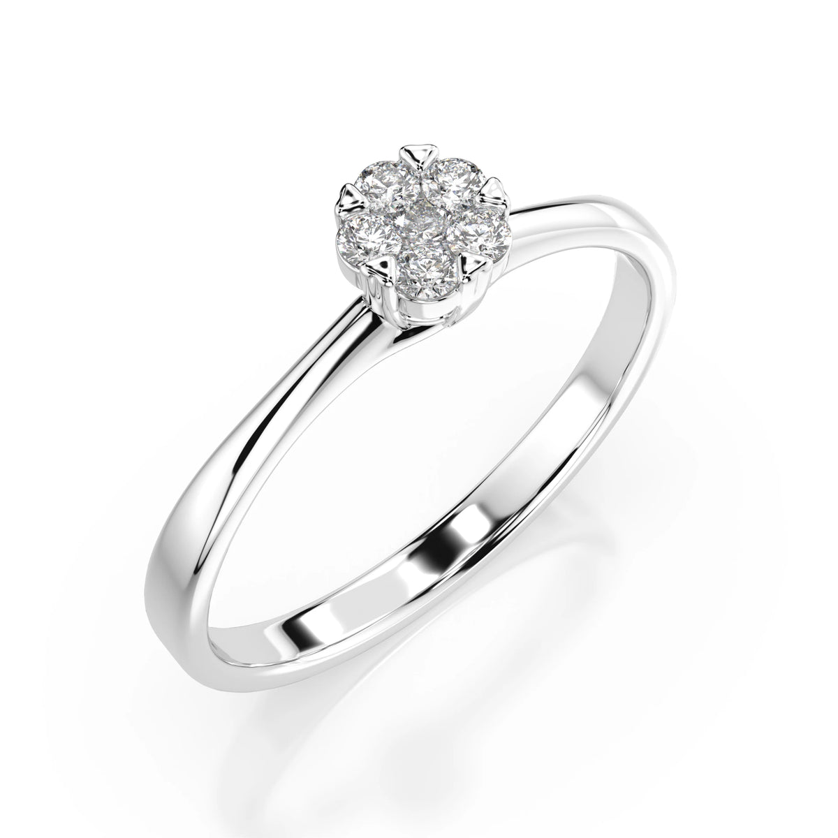 Inel din Aur cu Diamante, Forma Rotund Briliant, 0,12 CT