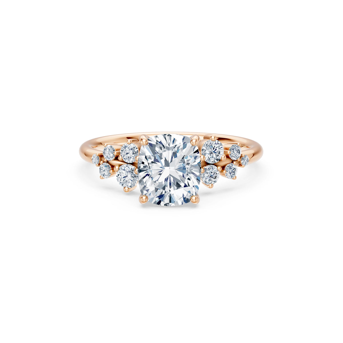 Inel de Logodnă din Aur cu Diamant Central Cushion și Diamante Laterale 2,36 CT