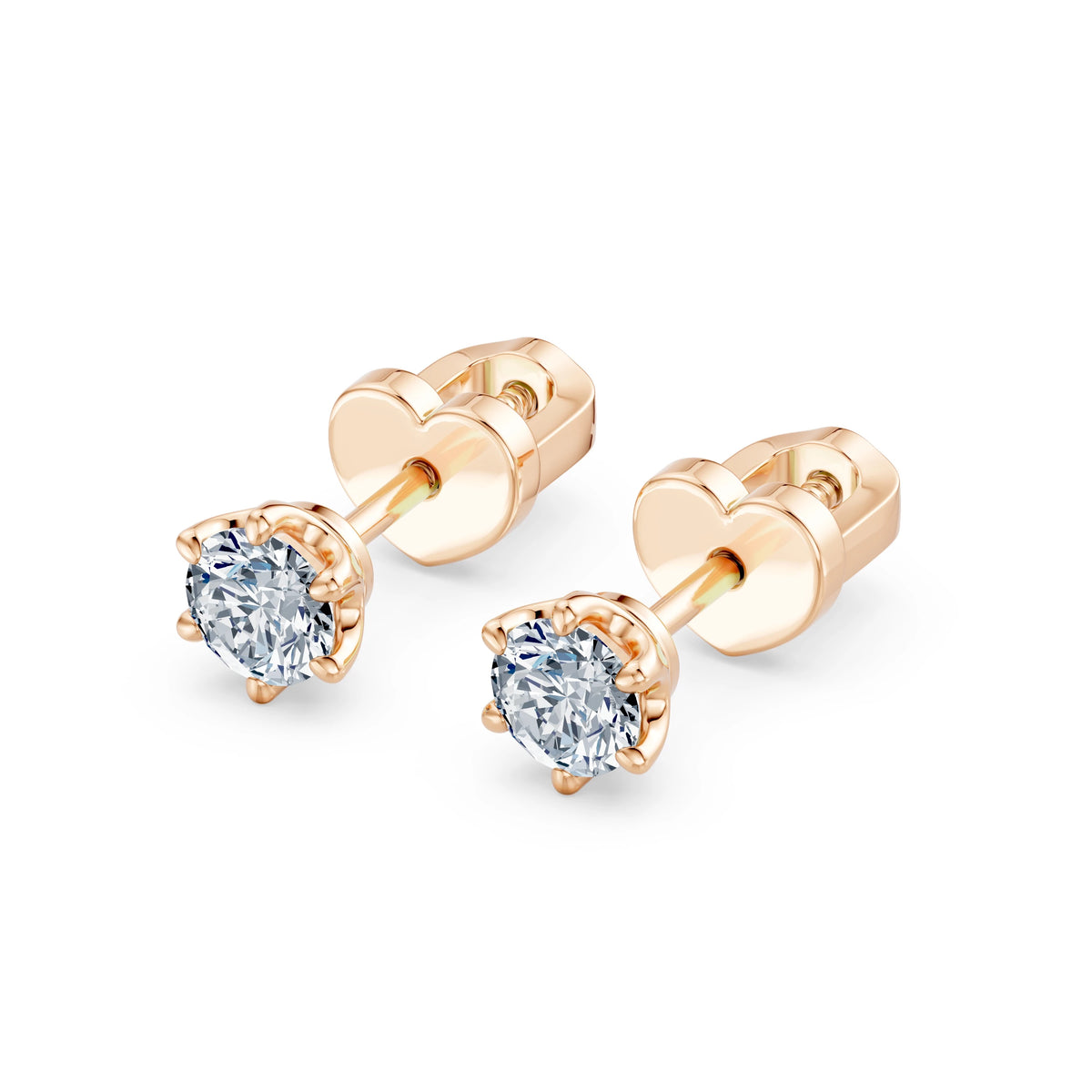 Cercei din Aur cu Diamante, Forma Rotund Briliant, 0,50 CT