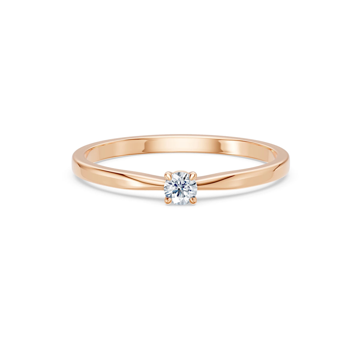 Inel de Logodnă Solitaire din Aur, Diamant Rotund Briliant 0,10 CT