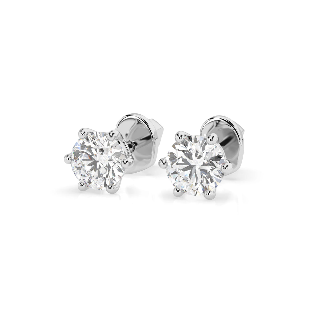 Cercei din Aur cu Diamante, Forma Rotund Briliant, 0,60 CT