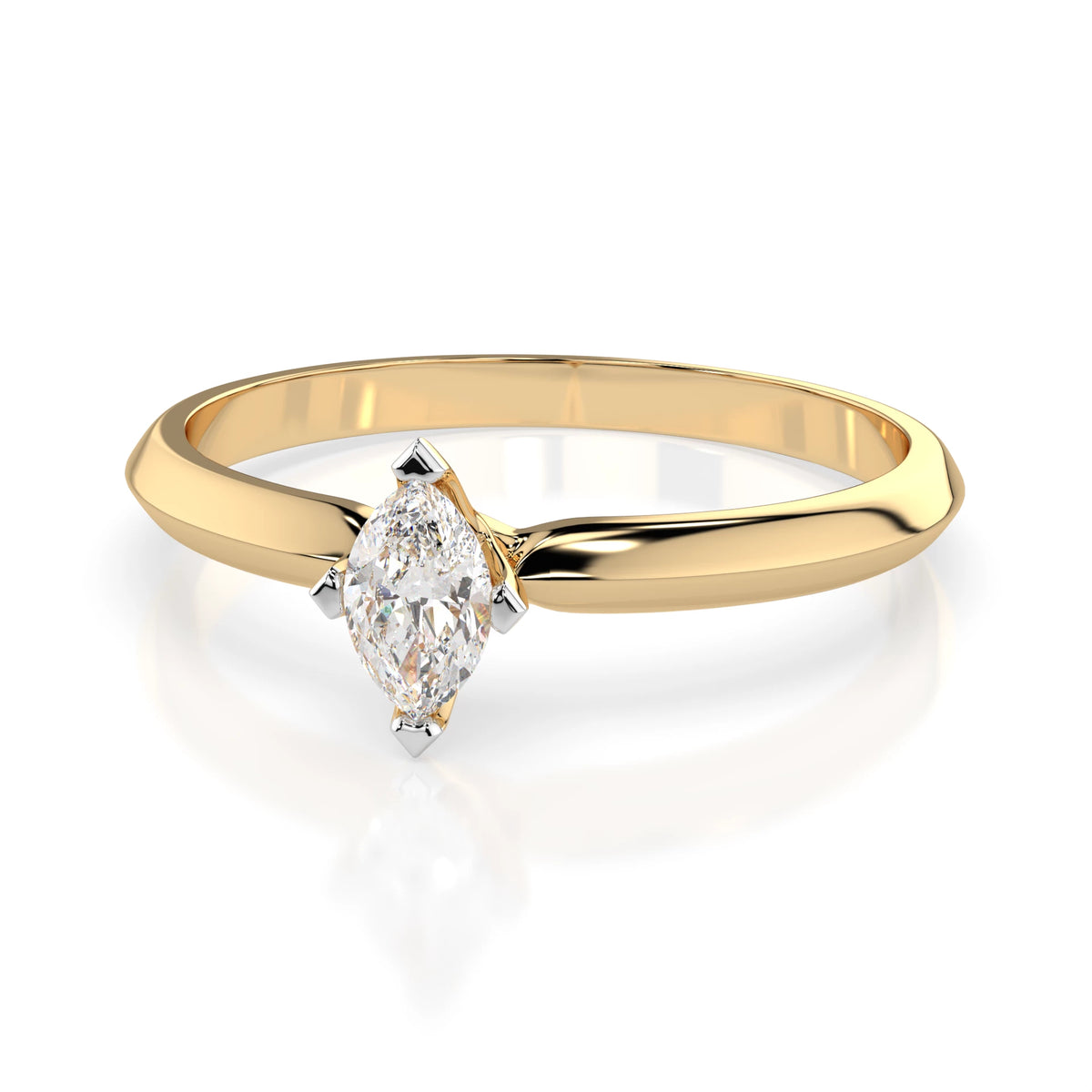 Inel de Logodnă Solitaire din Aur, Diamant Marquise 0,15 CT