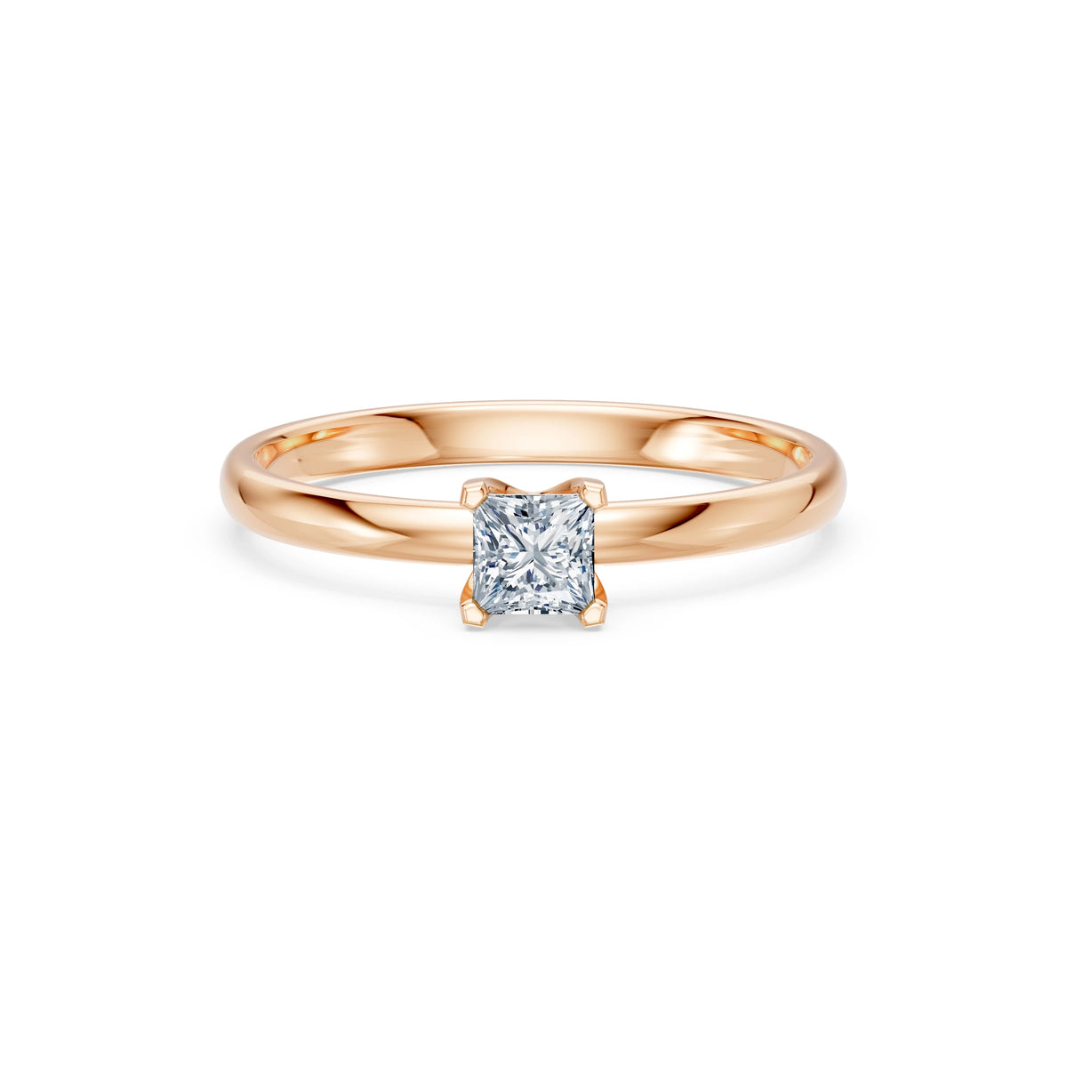Inel de Logodnă Solitaire din Aur, Diamant Princess 0,30 CT