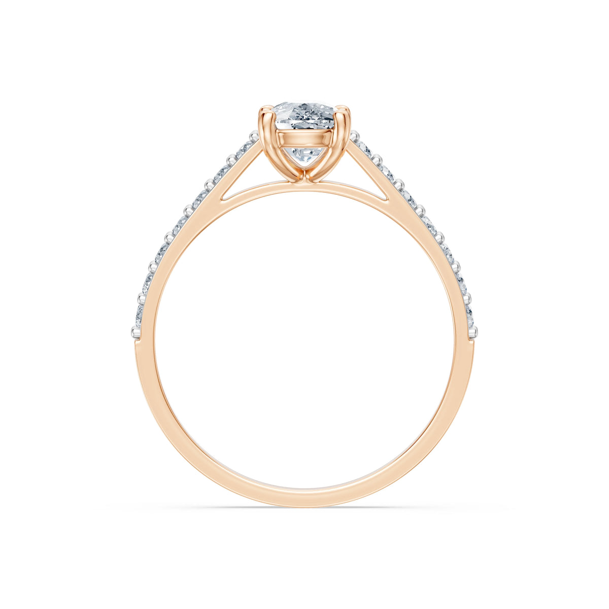 Inel de Logodnă din Aur cu Diamant Central Cushion și Diamante Laterale 1,28 CT