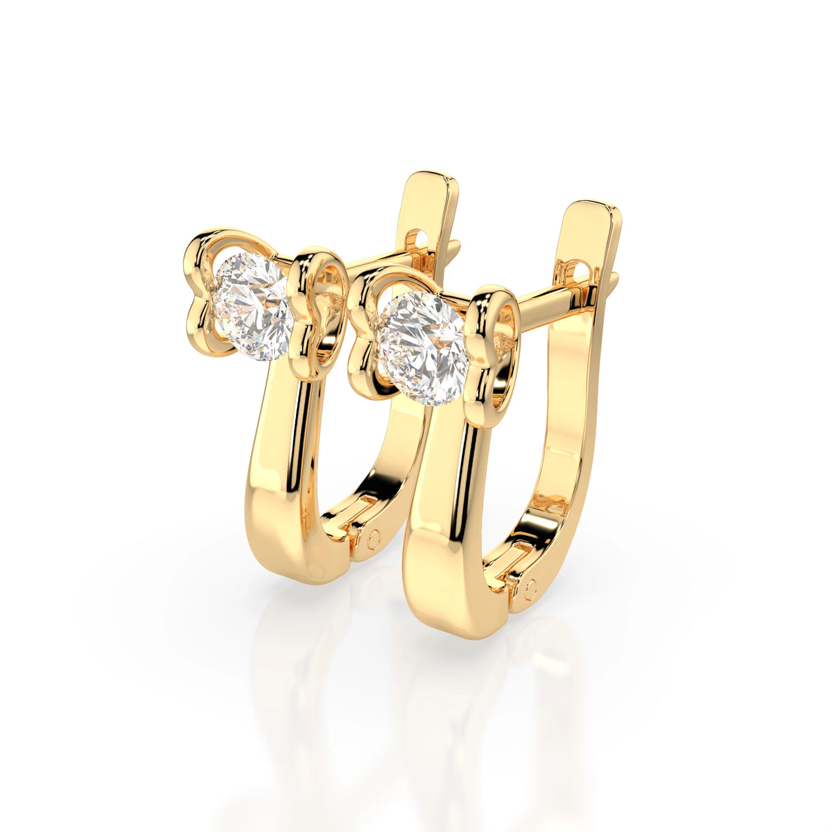 Cercei din Aur cu Diamante, Forma Rotund Briliant, 0,50 CT
