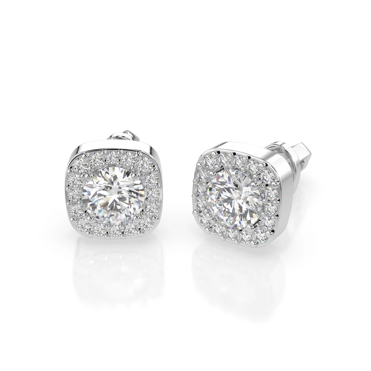 Cercei din Aur cu Diamante, Forma Rotund Briliant, 1,00 CT