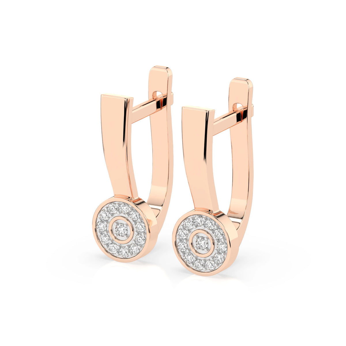 Cercei din Aur cu Diamante, Forma Rotund Briliant, 0,15 CT