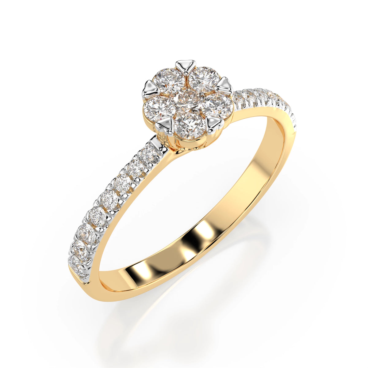 Inel din Aur cu Diamante, Forma Rotund Briliant, 0,41 CT