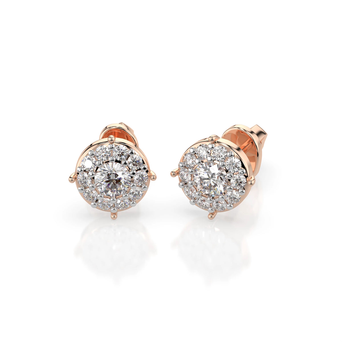Cercei din Aur cu Diamante, Forma Rotund Briliant, 0,22 CT