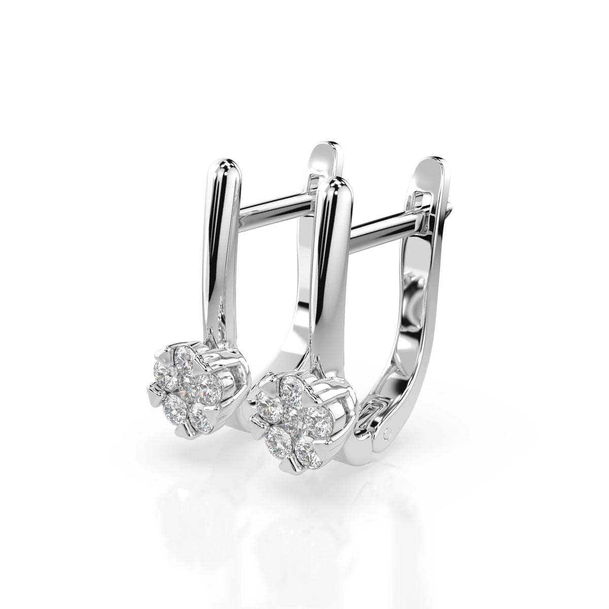 Cercei din Aur cu Diamante, Forma Rotund Briliant, 0,26 CT