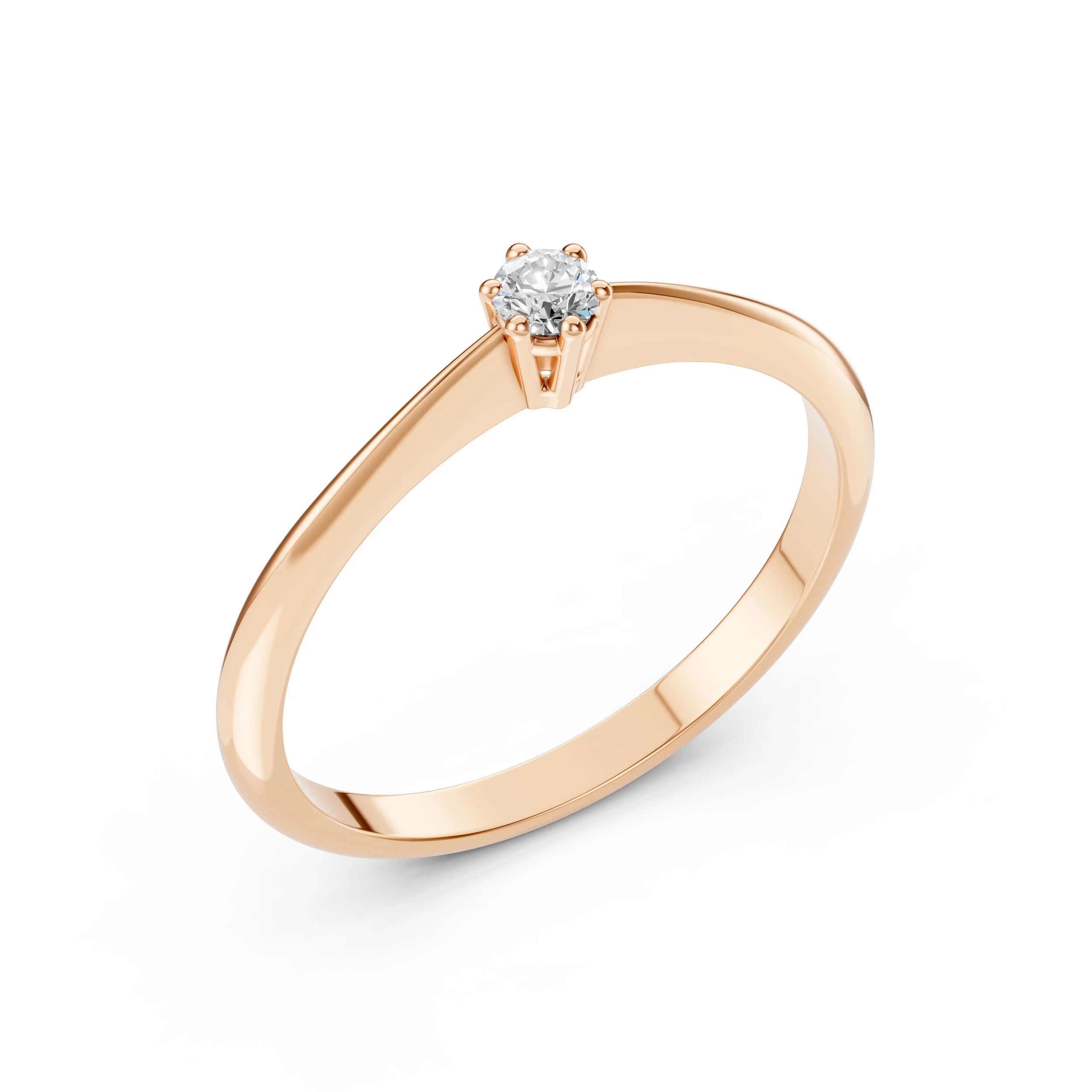 Inel de Logodnă Solitaire din Aur, Diamant Rotund Briliant 0.15 CT