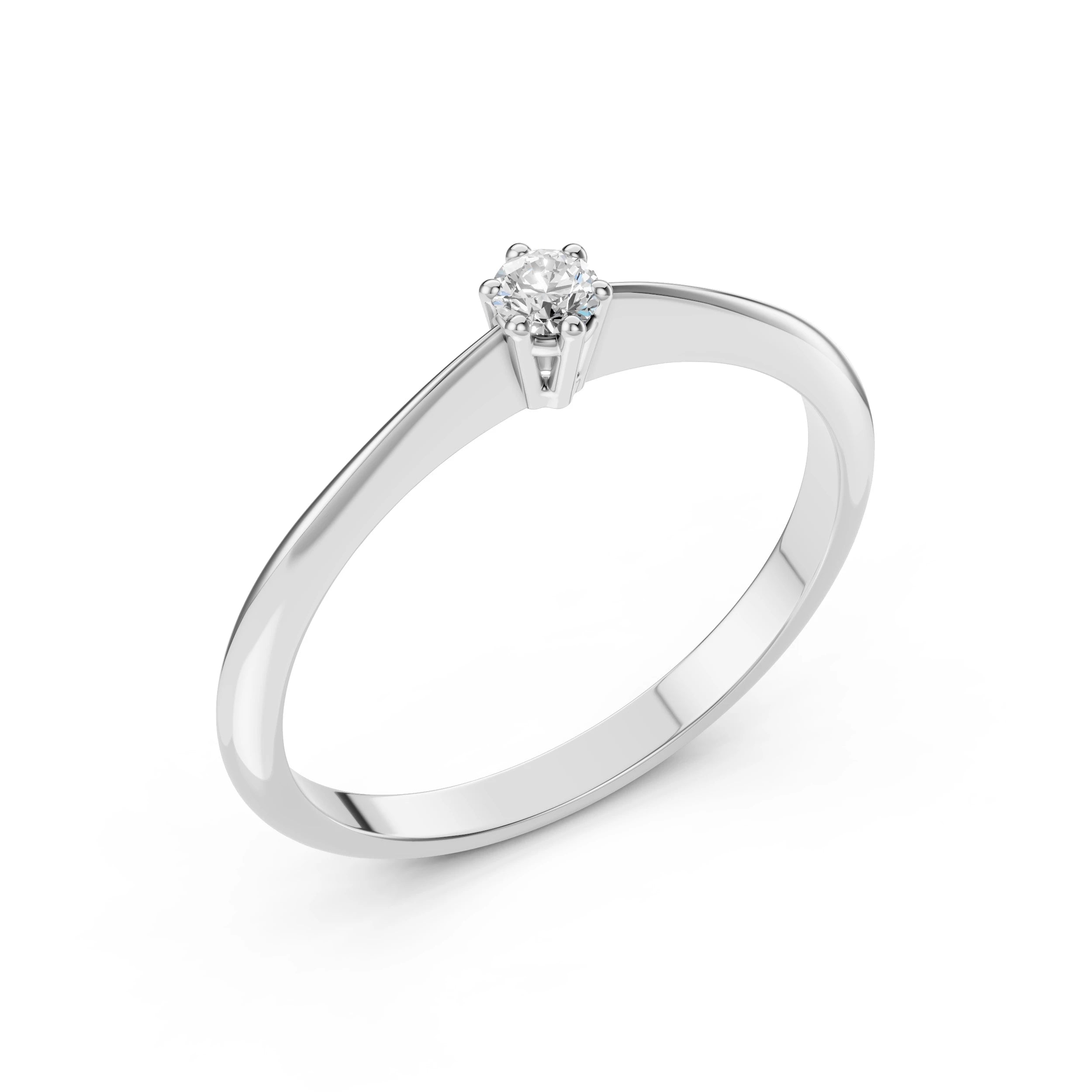 Inel de Logodnă Solitaire din Aur, Diamant Rotund Briliant 0.15 CT