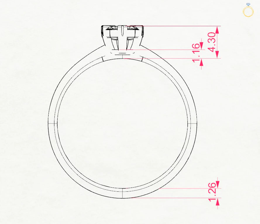Inel din Aur cu Diamante, Forma Rotund Briliant, 0,12 CT