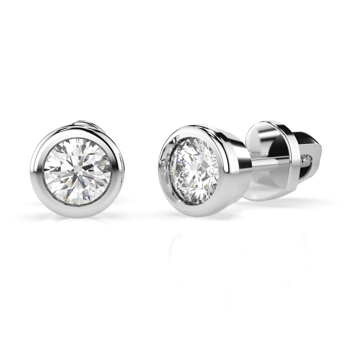 Cercei din Aur cu Diamante, Forma Rotund Briliant, 0,40 CT