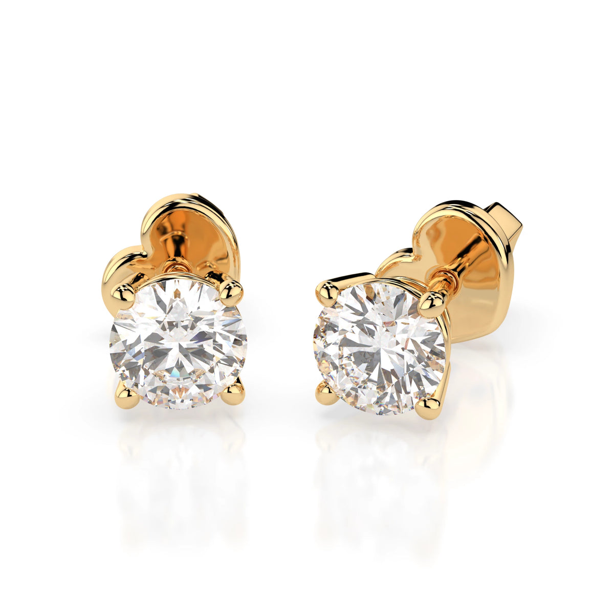 Cercei din Aur cu Diamante, Forma Rotund Briliant, 0,60 CT