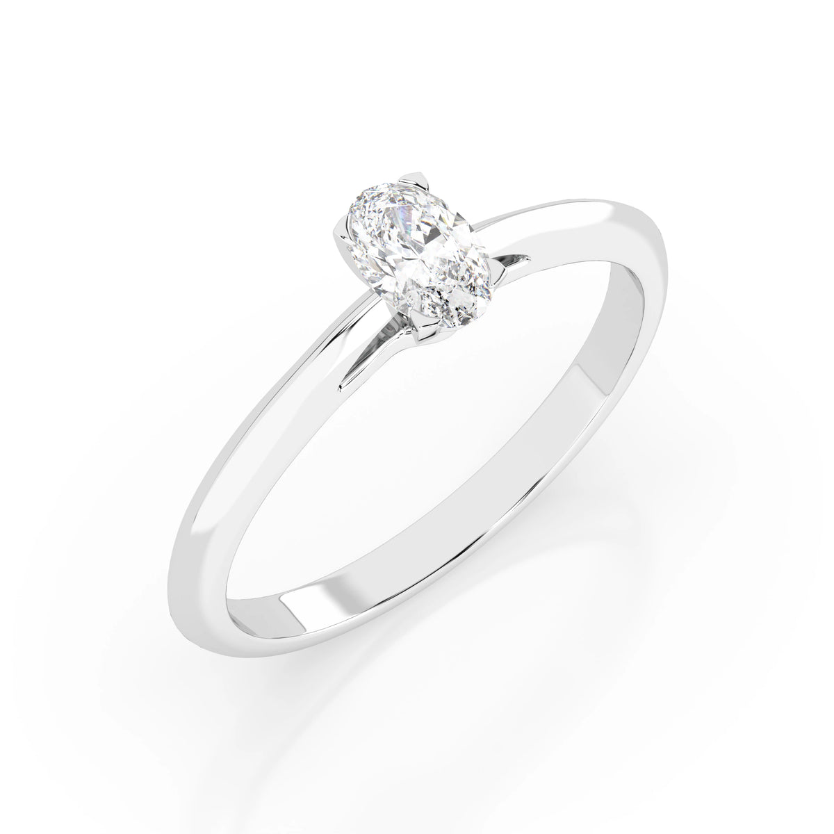 Inel de Logodnă Solitaire din Aur, Diamant Oval 0,30 CT