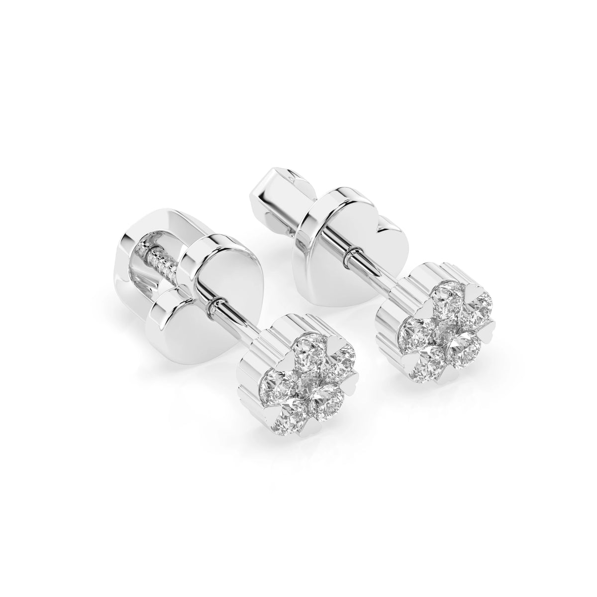 Cercei din Aur cu Diamante, Forma Rotund Briliant, 0,24 CT