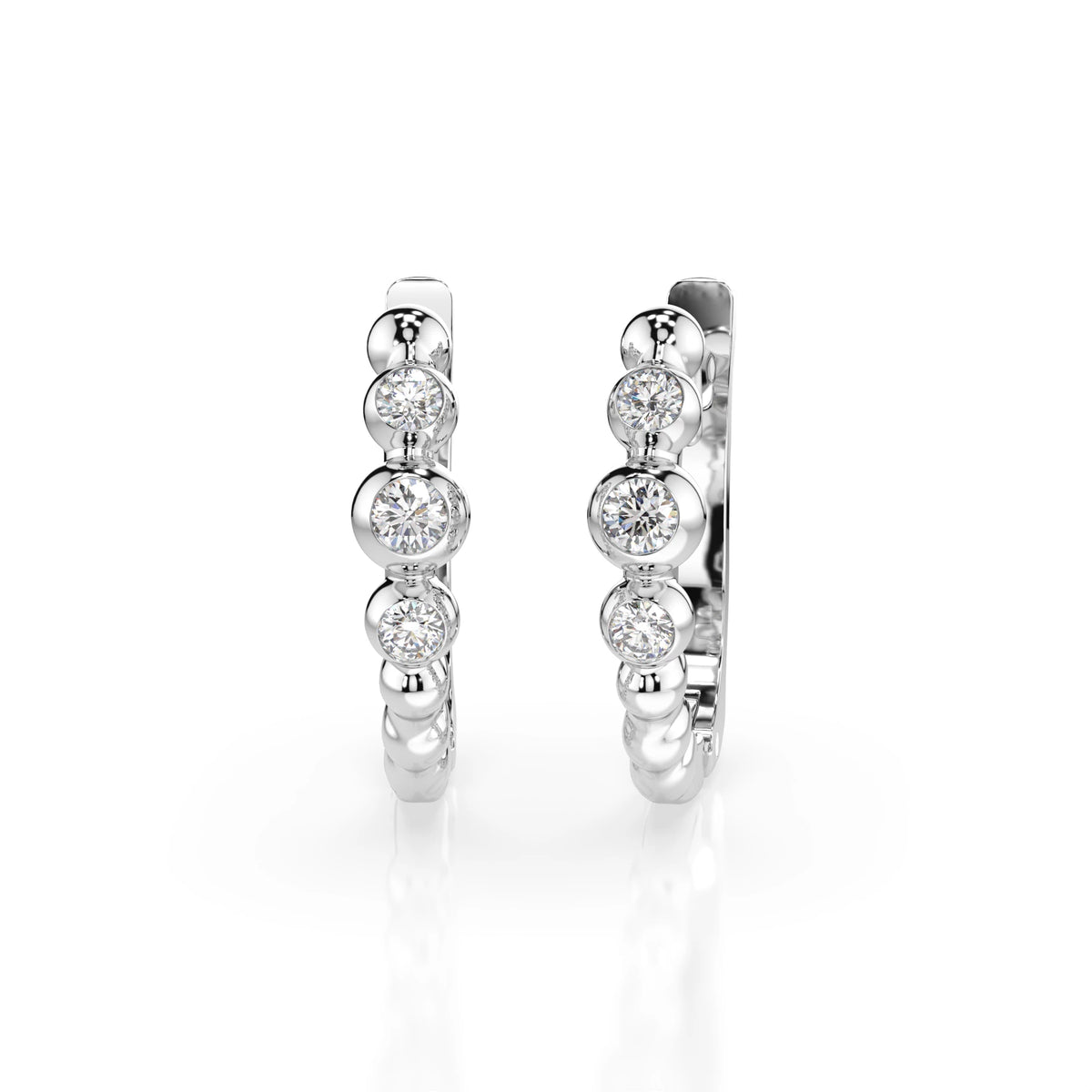 Cercei din Aur cu Diamante, Forma Rotund Briliant, 0,16 CT