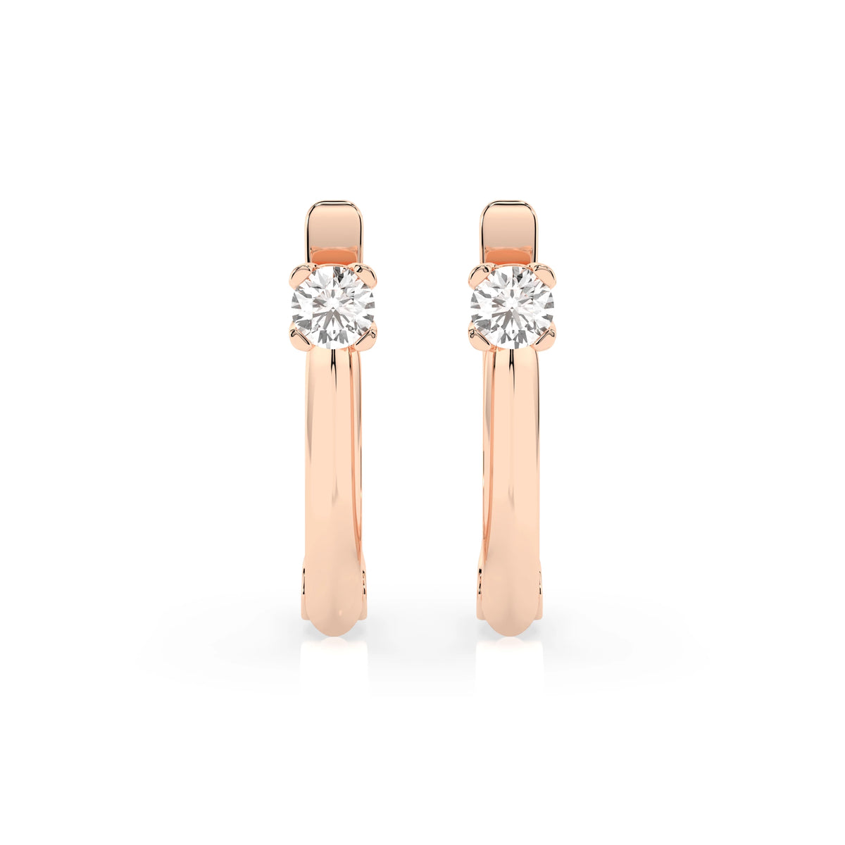 Cercei din Aur cu Diamante, Forma Rotund Briliant, 0,12 CT