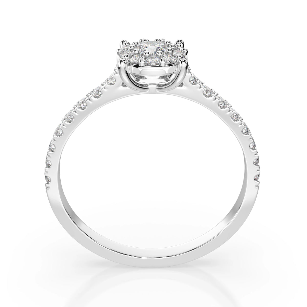 Inel de Logodnă din Aur cu Diamant Central Rotund Briliant și Diamante Laterale 0,54 CT