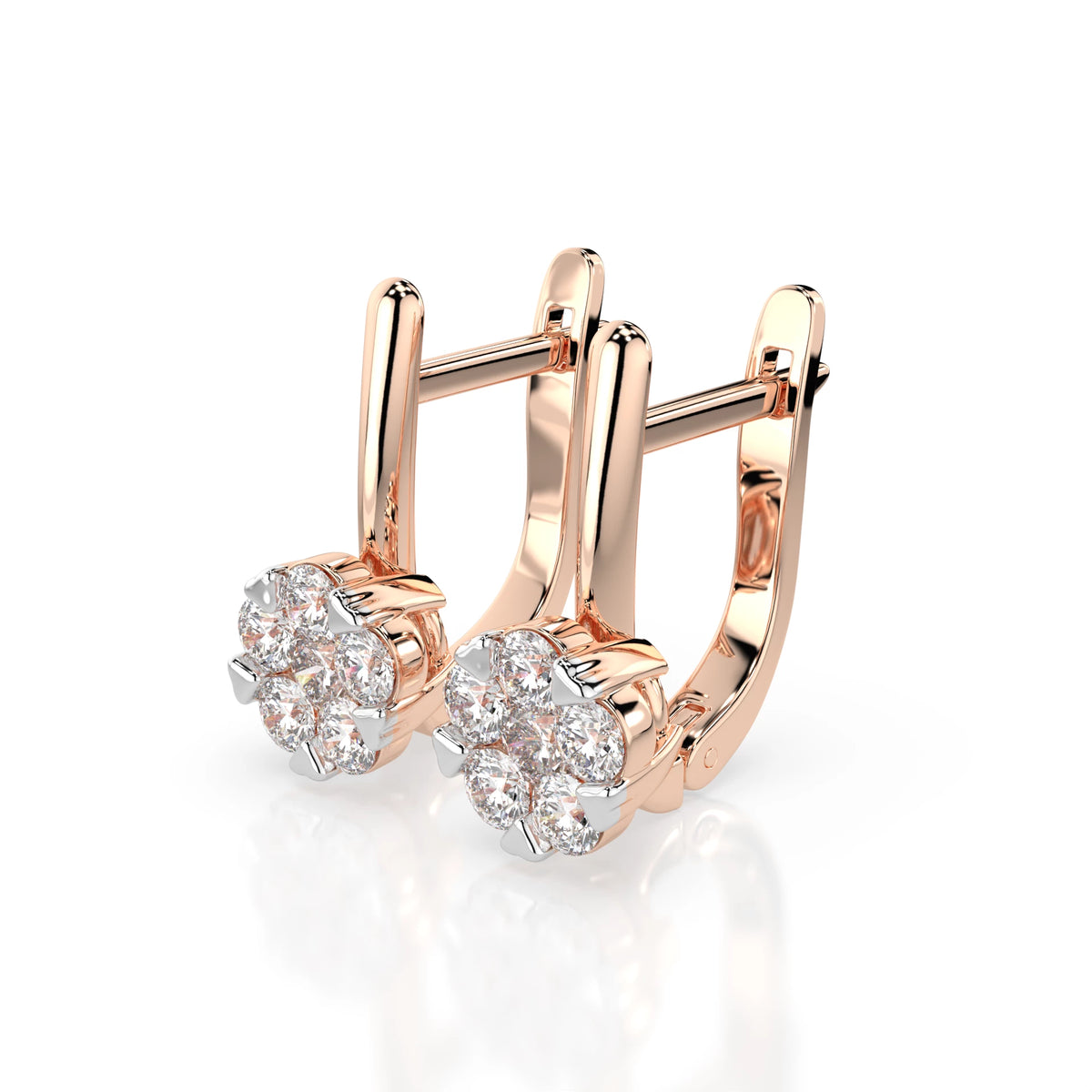 Cercei din Aur cu Diamante, Forma Rotund Briliant, 0,73 CT