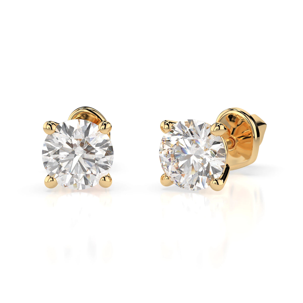 Cercei din Aur cu Diamante, Forma Rotund Briliant, 0,90 CT