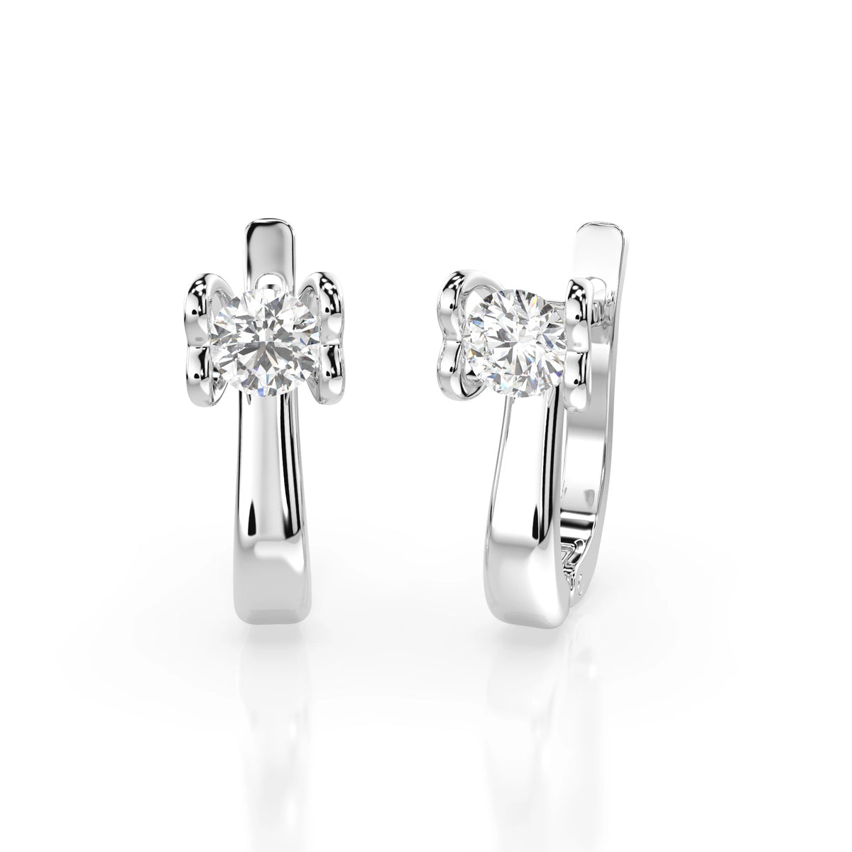 Cercei din Aur cu Diamante, Forma Rotund Briliant, 0,50 CT