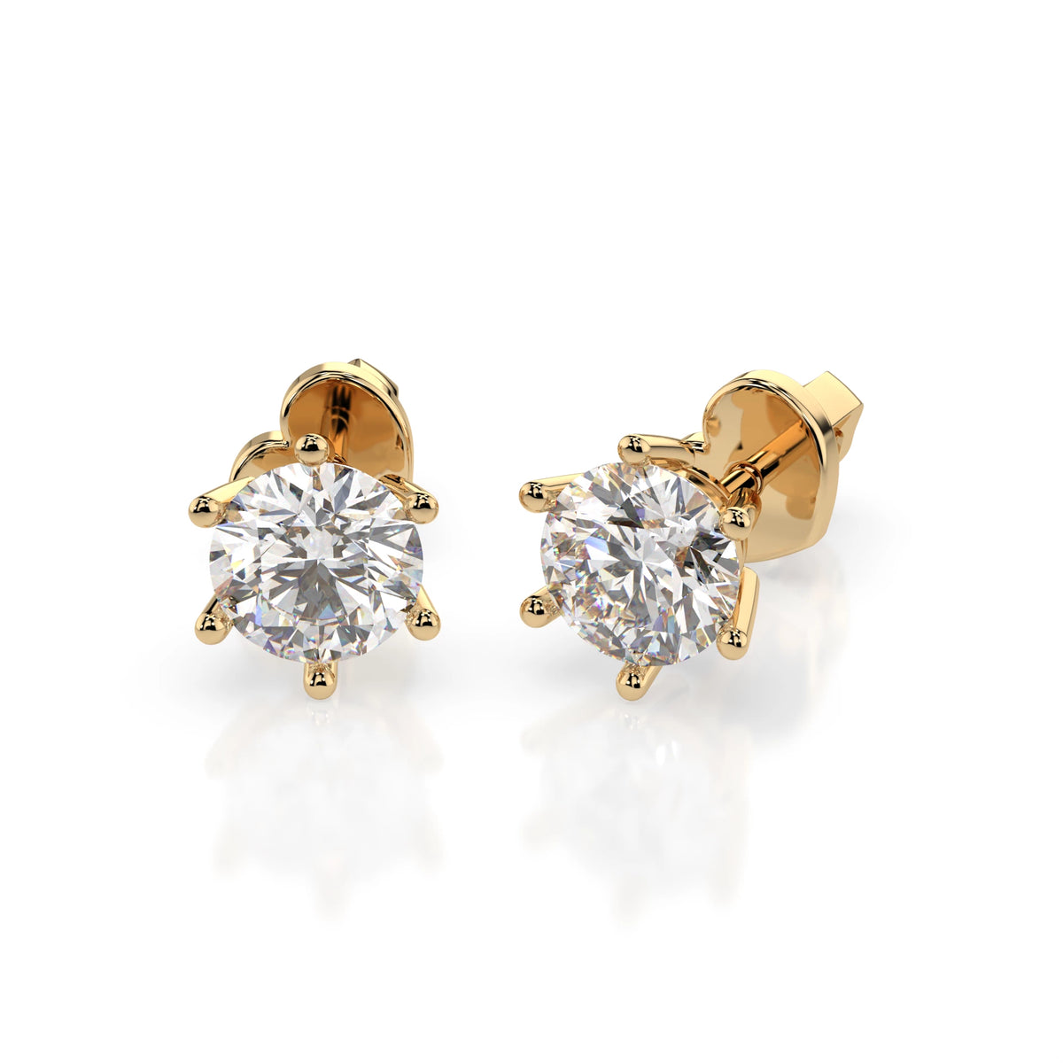 Cercei din Aur cu Diamante, Forma Rotund Briliant, 0,80 CT