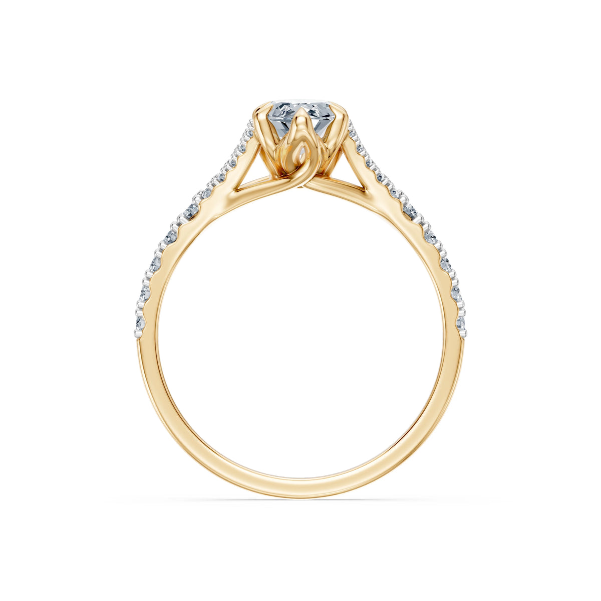 Inel de Logodnă din Aur cu Diamant Central Marquise și Diamante Laterale 1,29 CT