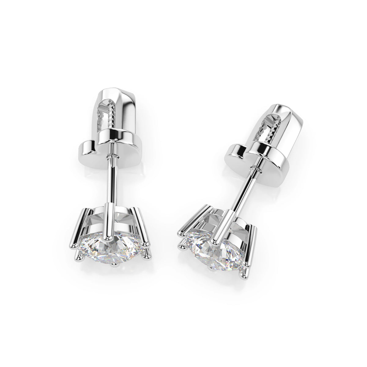 Cercei din Aur cu Diamante, Forma Rotund Briliant, 1,00 CT
