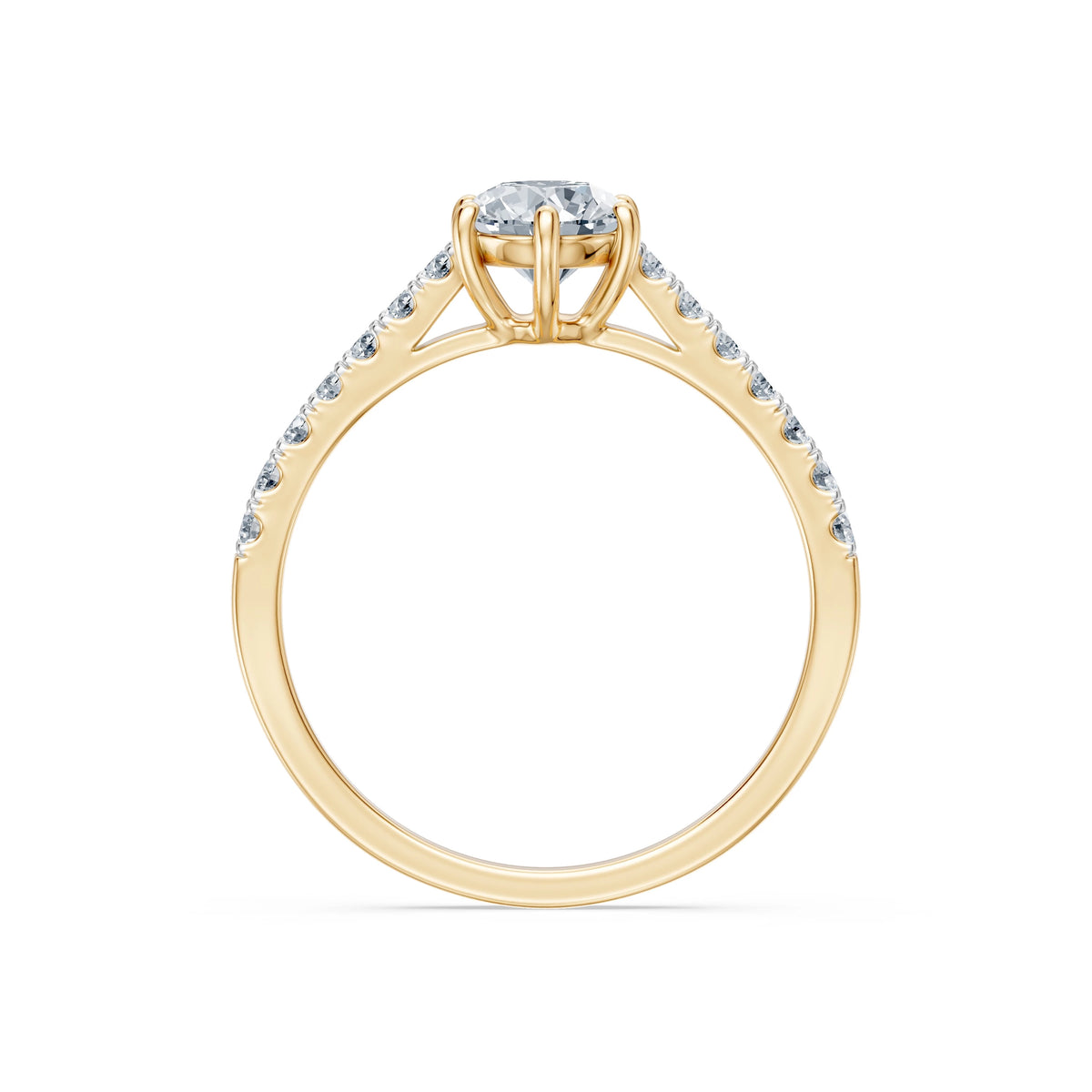 Inel de Logodnă din Aur cu Diamant Central Rotund Briliant și Diamante Laterale 0,95 CT