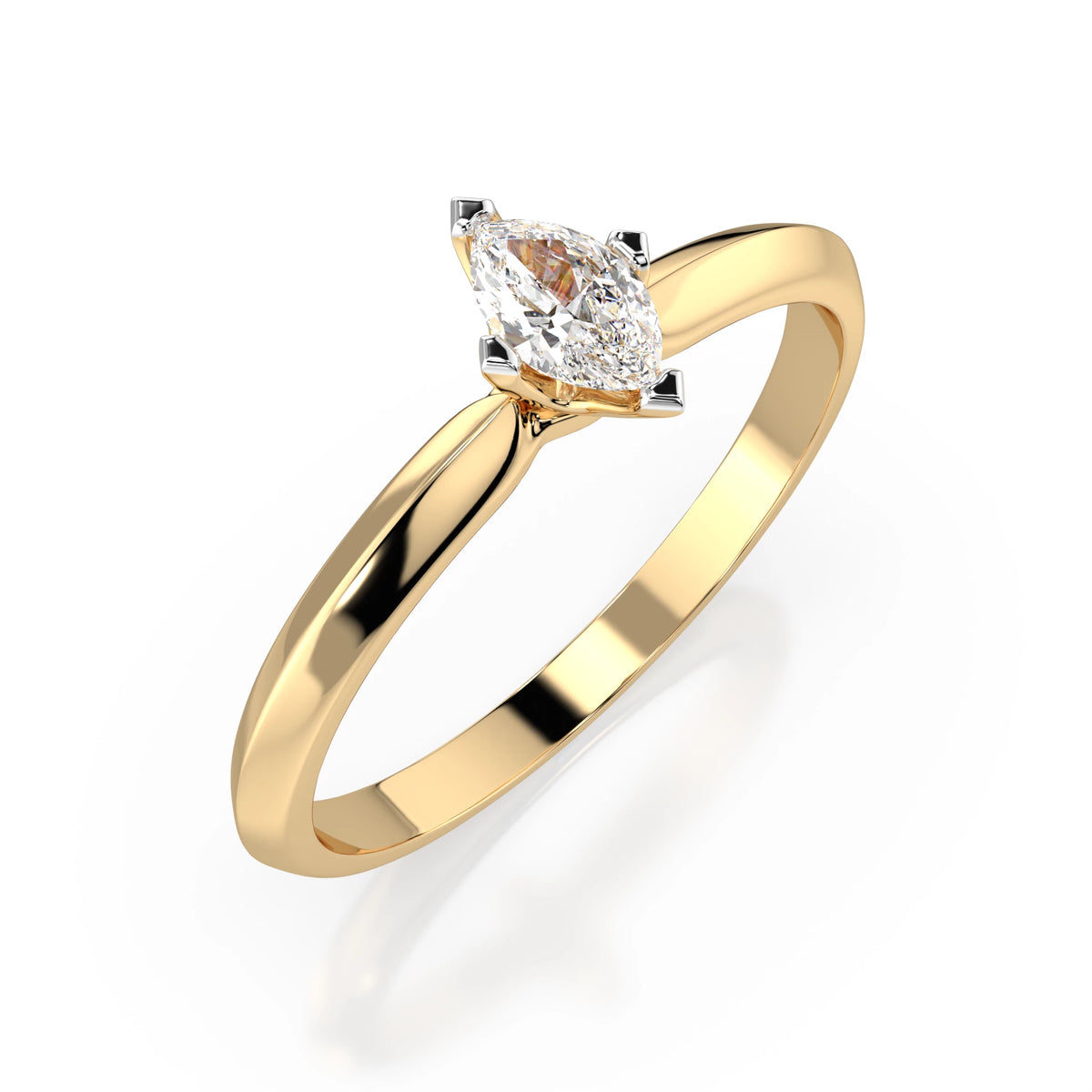 Inel de Logodnă Solitaire din Aur, Diamant Marquise 0,10 CT