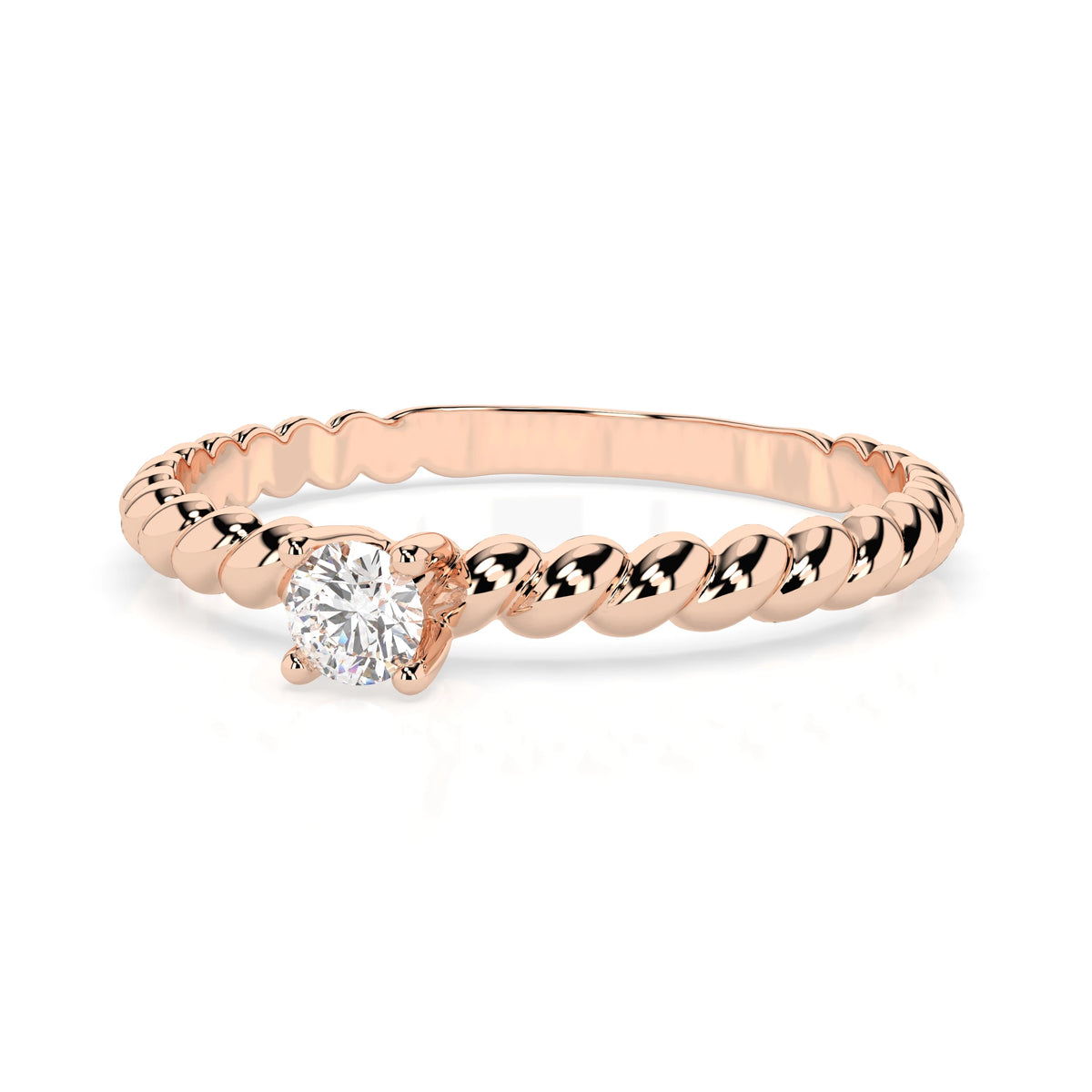 Inel de Logodnă Solitaire din Aur, Diamant Rotund Briliant 0,08 CT