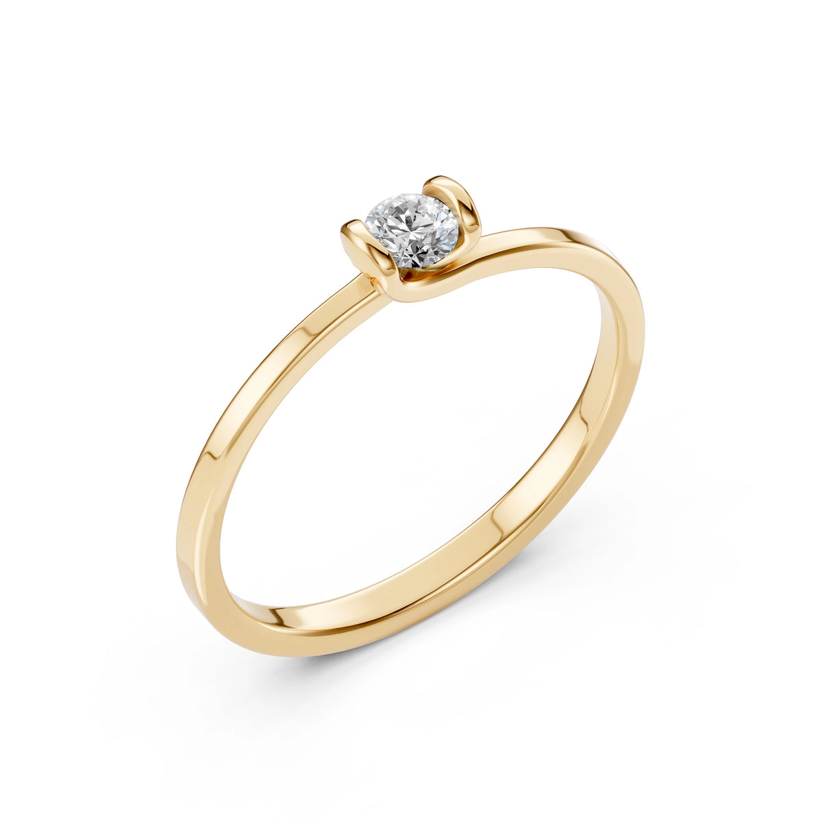 Inel de Logodnă Solitaire din Aur, Diamant Rotund Briliant 0,20 CT