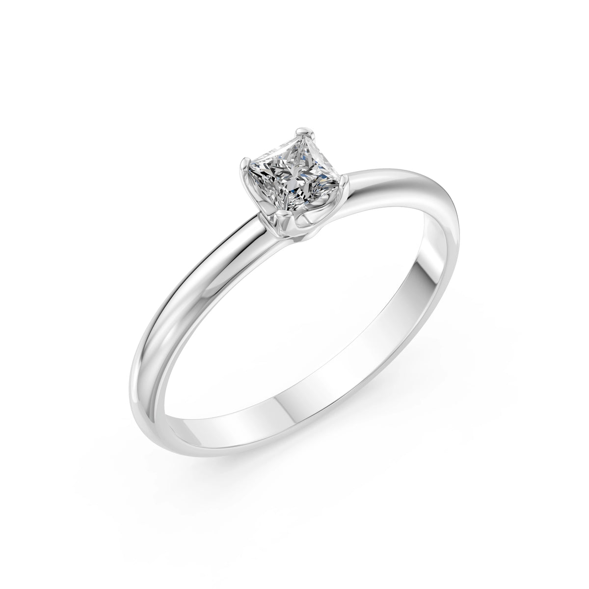 Inel de Logodnă Solitaire din Aur, Diamant Princess 0,40 CT