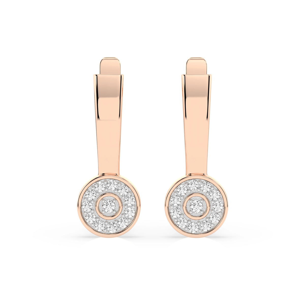 Cercei din Aur cu Diamante, Forma Rotund Briliant, 0,15 CT