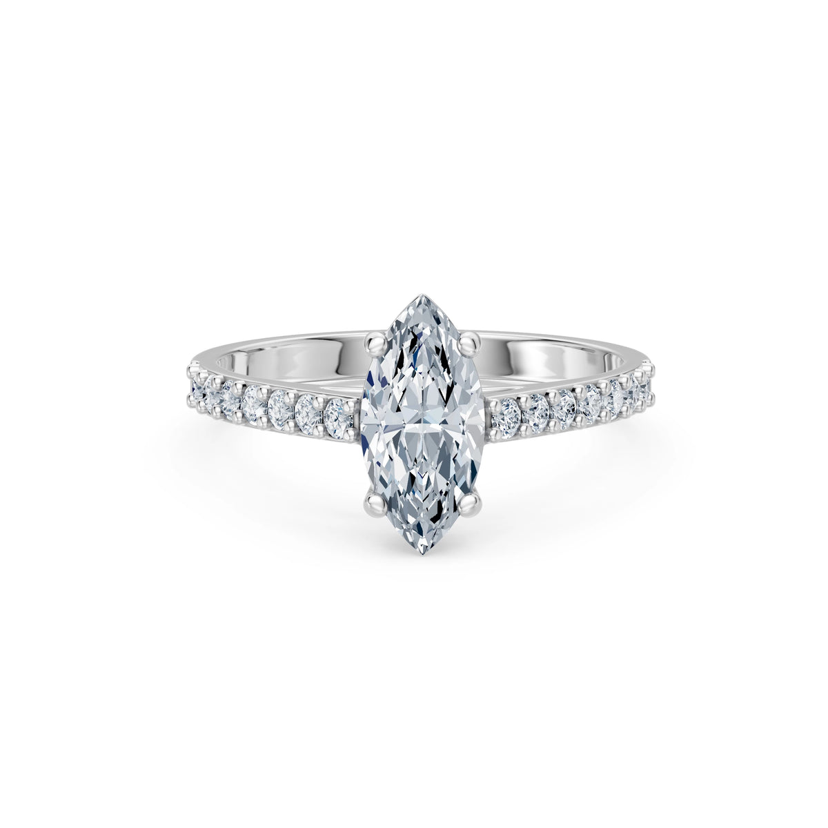 Inel de Logodnă din Aur cu Diamant Central Marquise și Diamante Laterale 1,28 CT