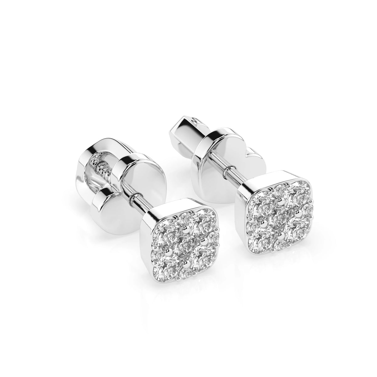 Cercei din Aur cu Diamante, Forma Rotund Briliant, 0,38 CT