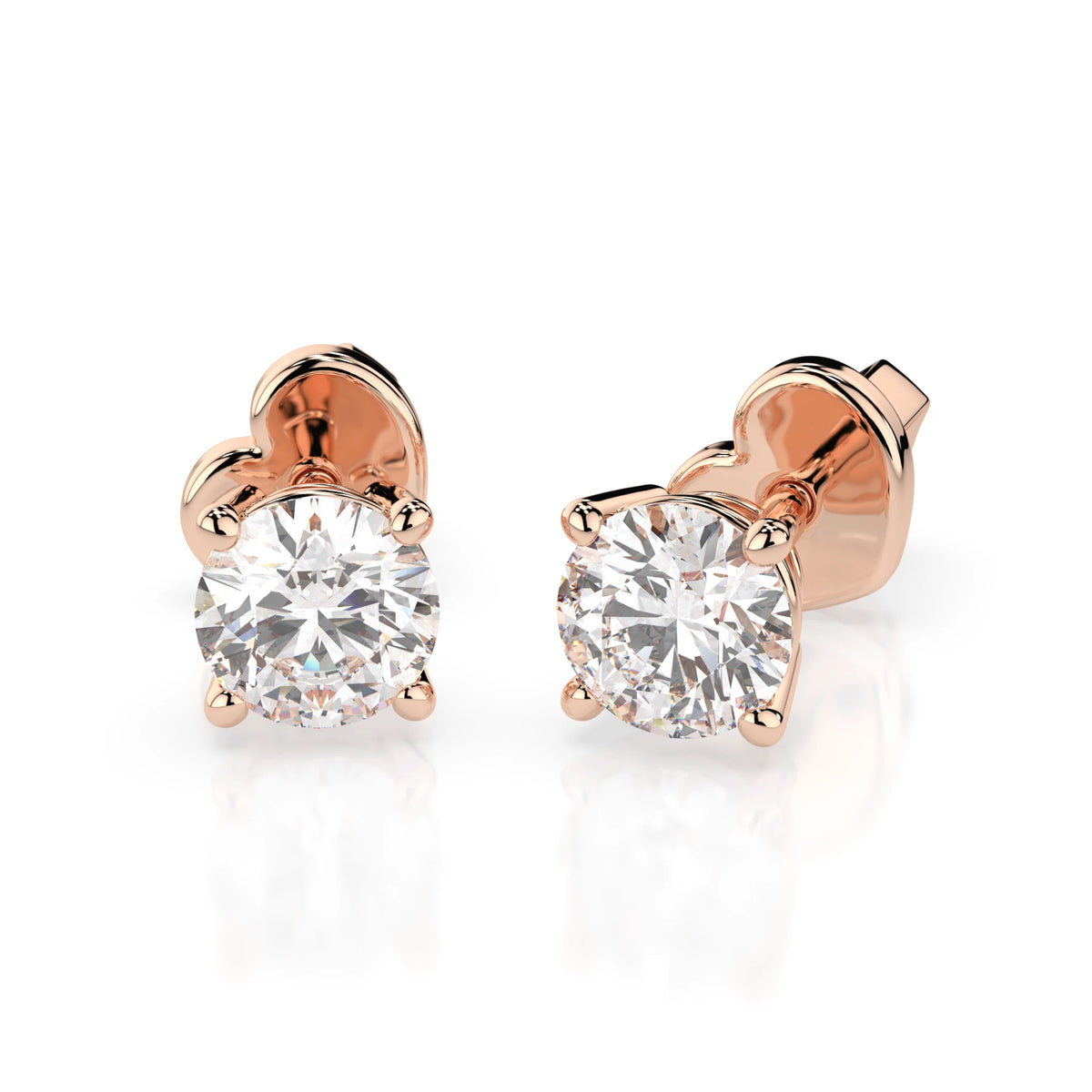 Cercei din Aur cu Diamante, Forma Rotund Briliant, 0,50 CT