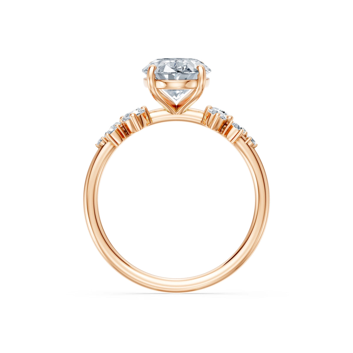 Inel de Logodnă din Aur cu Diamant Central Oval și Diamante Laterale 2,36 CT