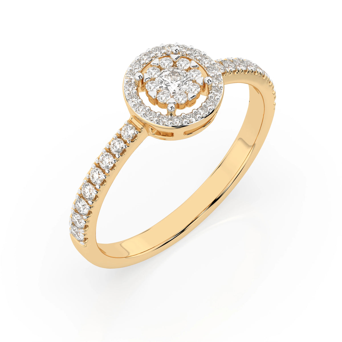 Inel din Aur cu Diamante, Forma Rotund Briliant, 0,31 CT