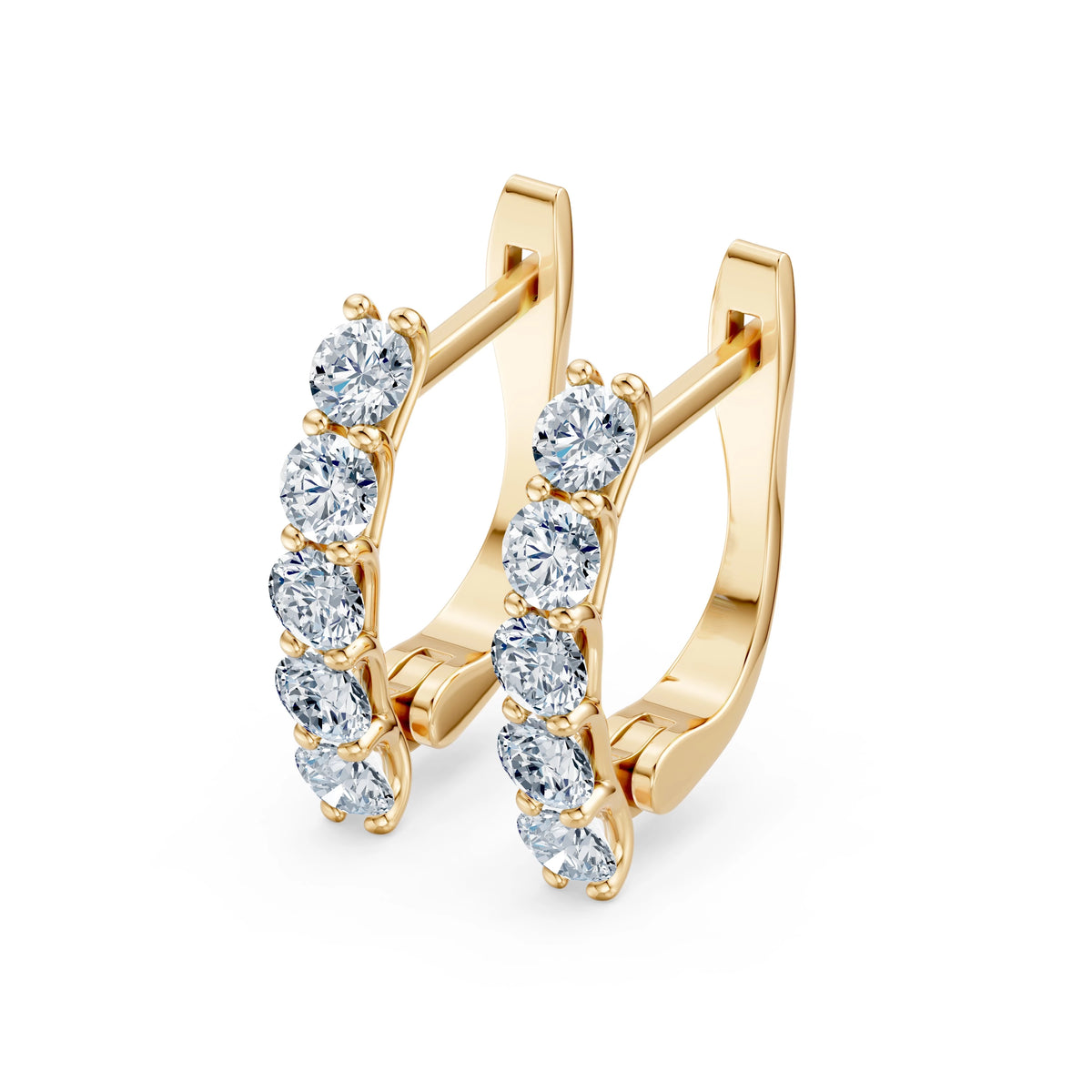 Cercei din Aur cu Diamante, Forma Rotund Briliant, 1,00 CT
