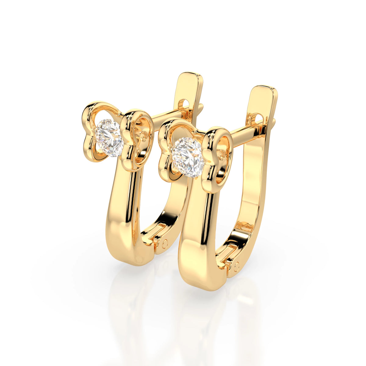 Cercei din Aur cu Diamante, Forma Rotund Briliant, 0,20 CT