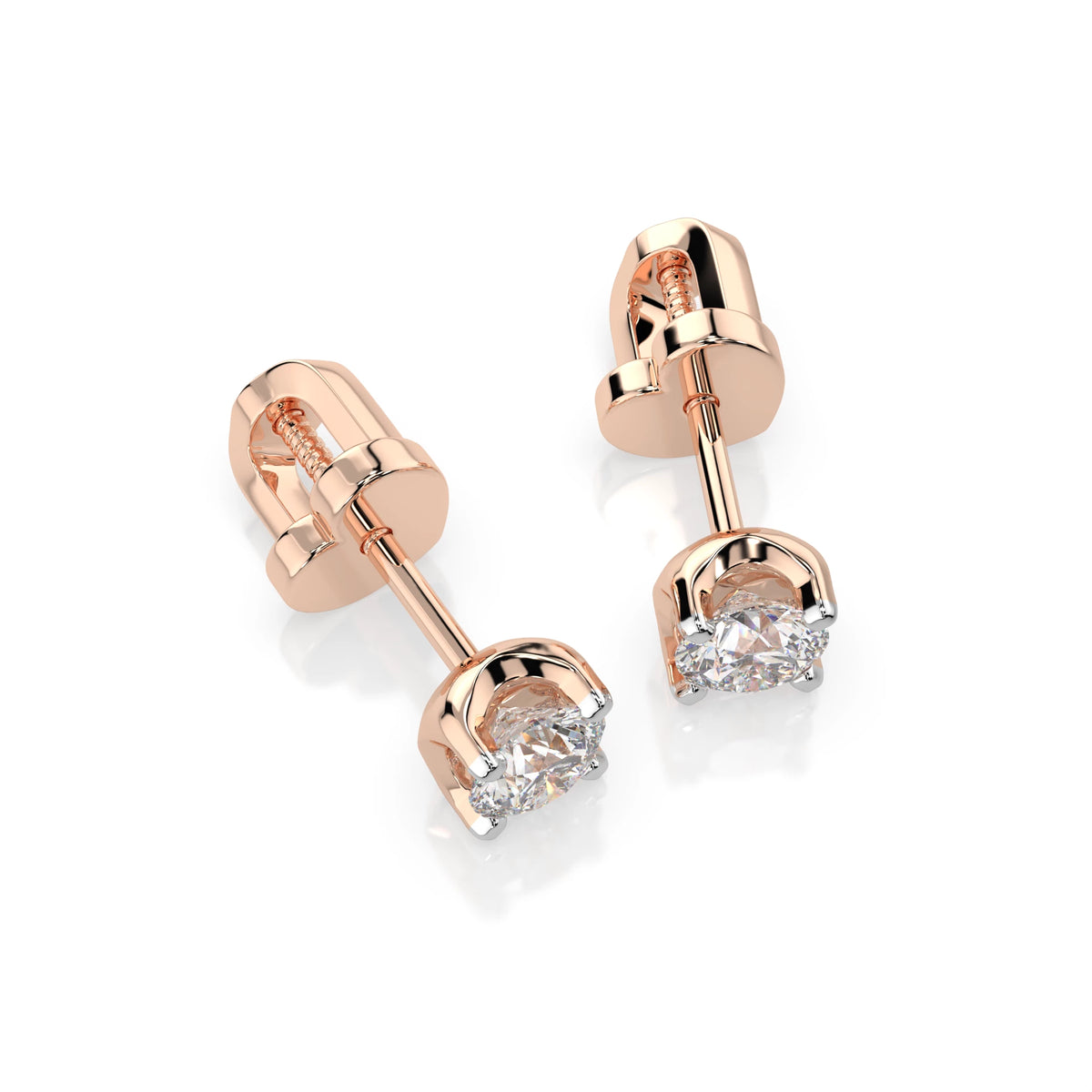 Cercei din Aur cu Diamante, Forma Rotund Briliant, 0,40 CT