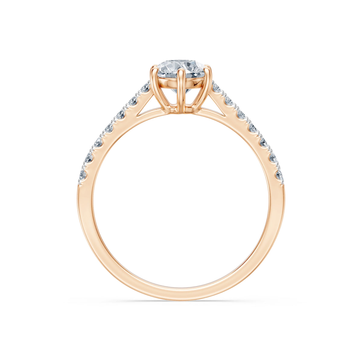 Inel de Logodnă din Aur cu Diamant Central Rotund Briliant și Diamante Laterale 0,95 CT